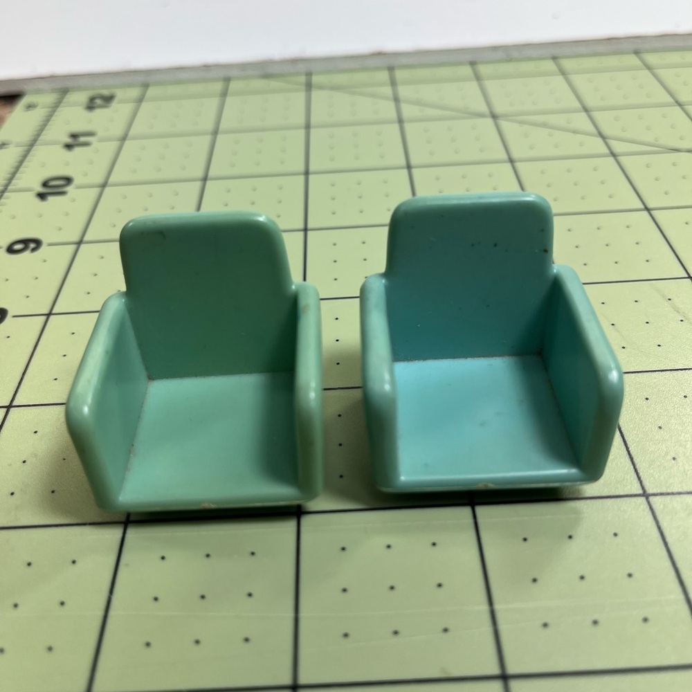 Vintage Playskool Square People 1970s Plastic Green‎ Chairs